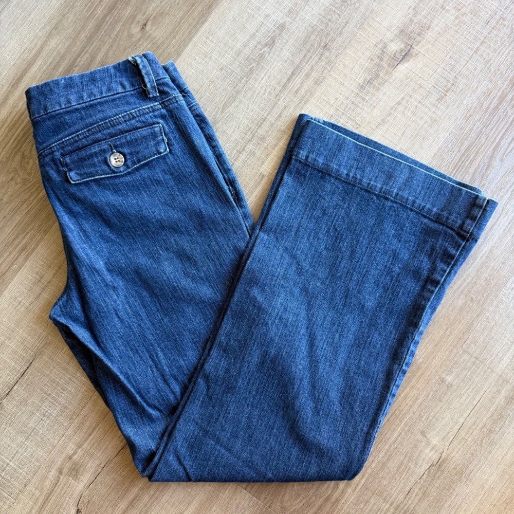 New York & Company 42nd St Trouser Wide Leg Jeans Dark Wash Blue Denim Womens 8 - Picture 8 of 8